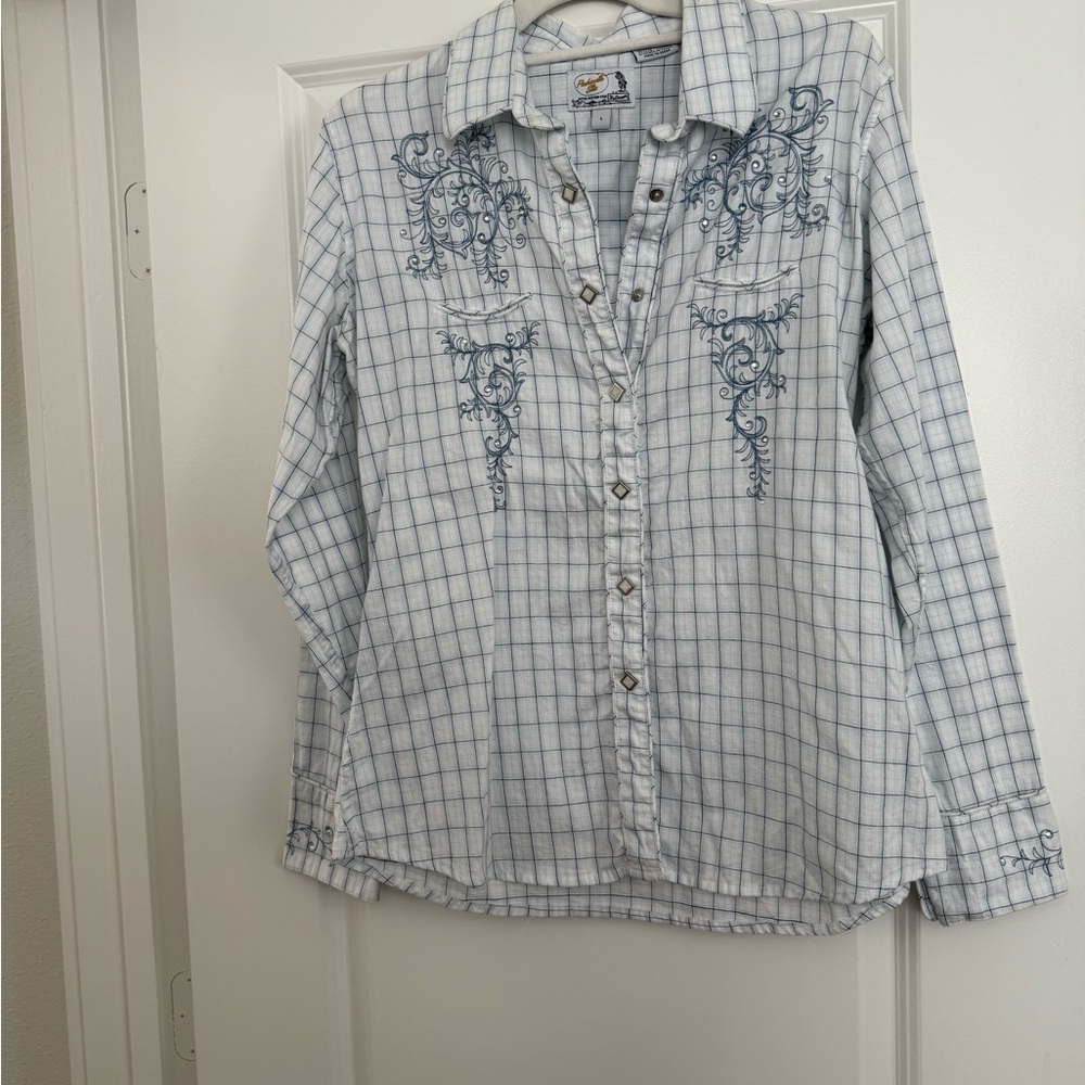 Panhandle Slim Blue Plaid Button Down Shirt